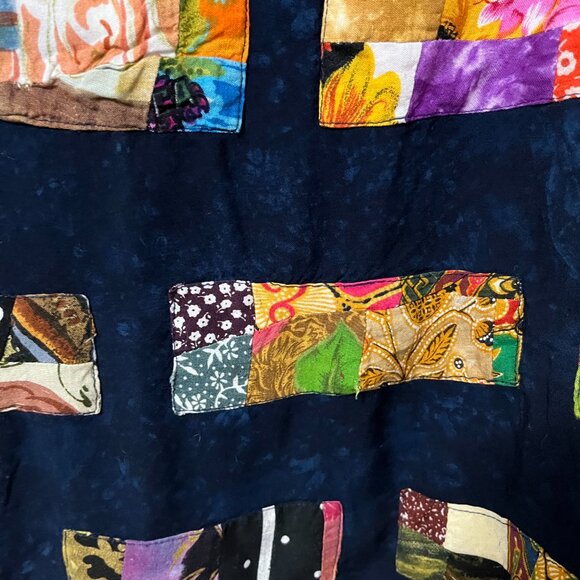 Theo Womens Vintage Art To Wear Lagenlook Patchwor  Tunic Blouse Top Sz M - Picture 4 of 5